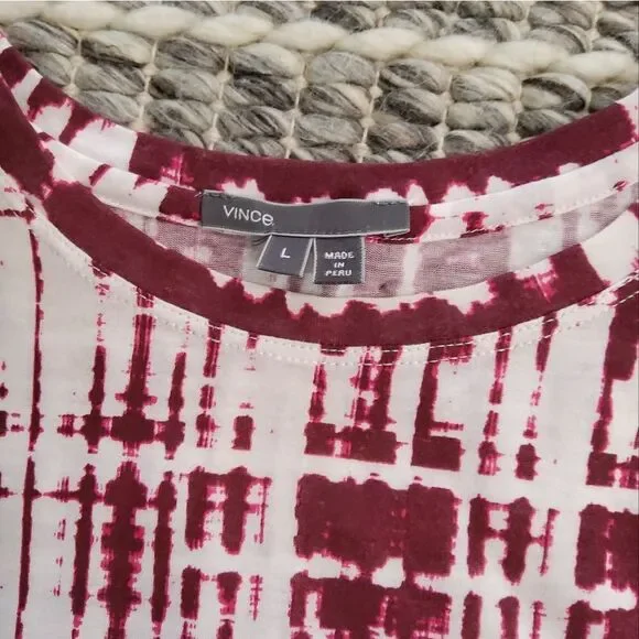 Vince Abstract Print T-shirt Short Sleeve Size L - Picture 5 of 9